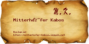Mitterhöfer Kabos névjegykártya